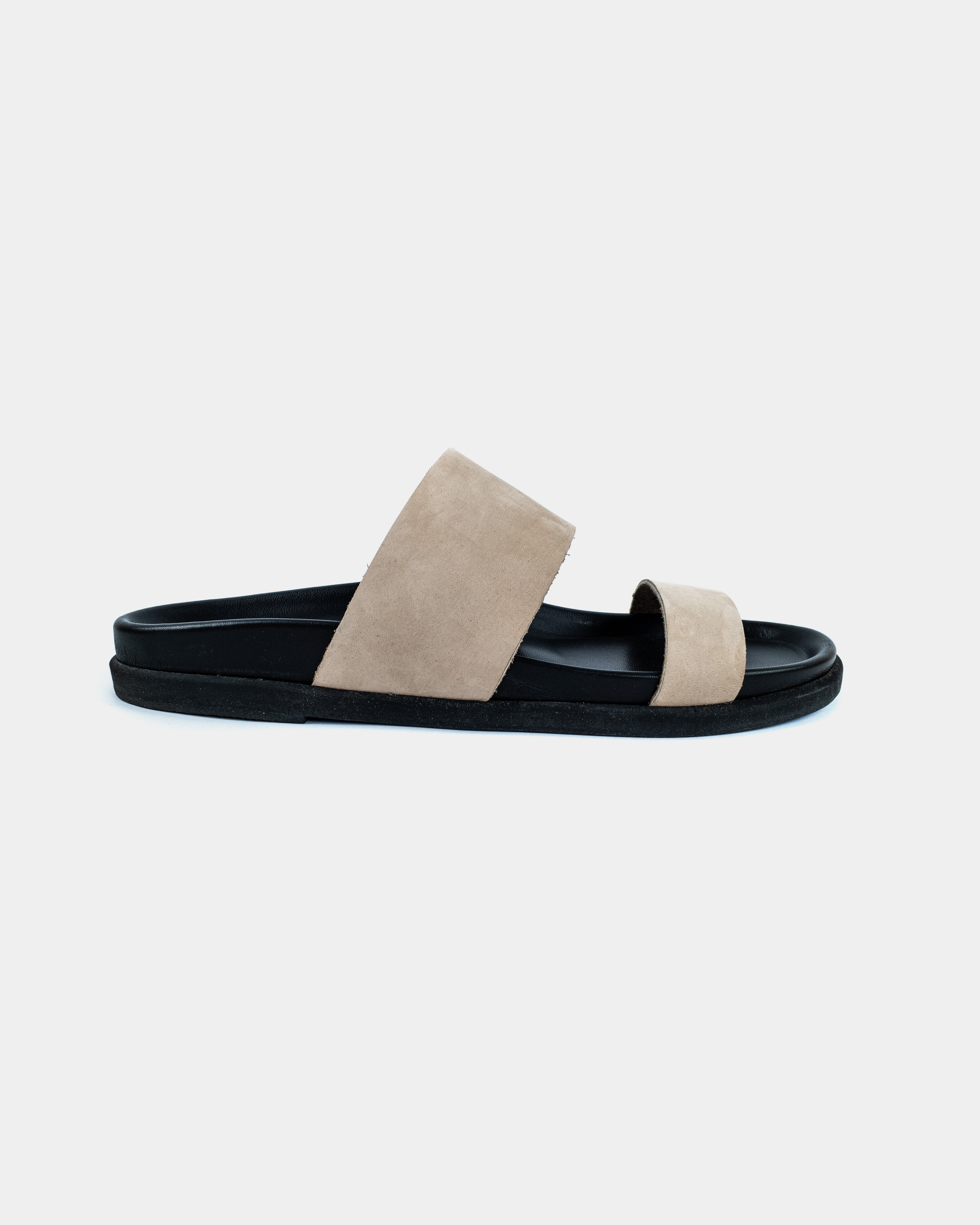 DELOS FOOTBED - BLACK/BEIGE SUEDE