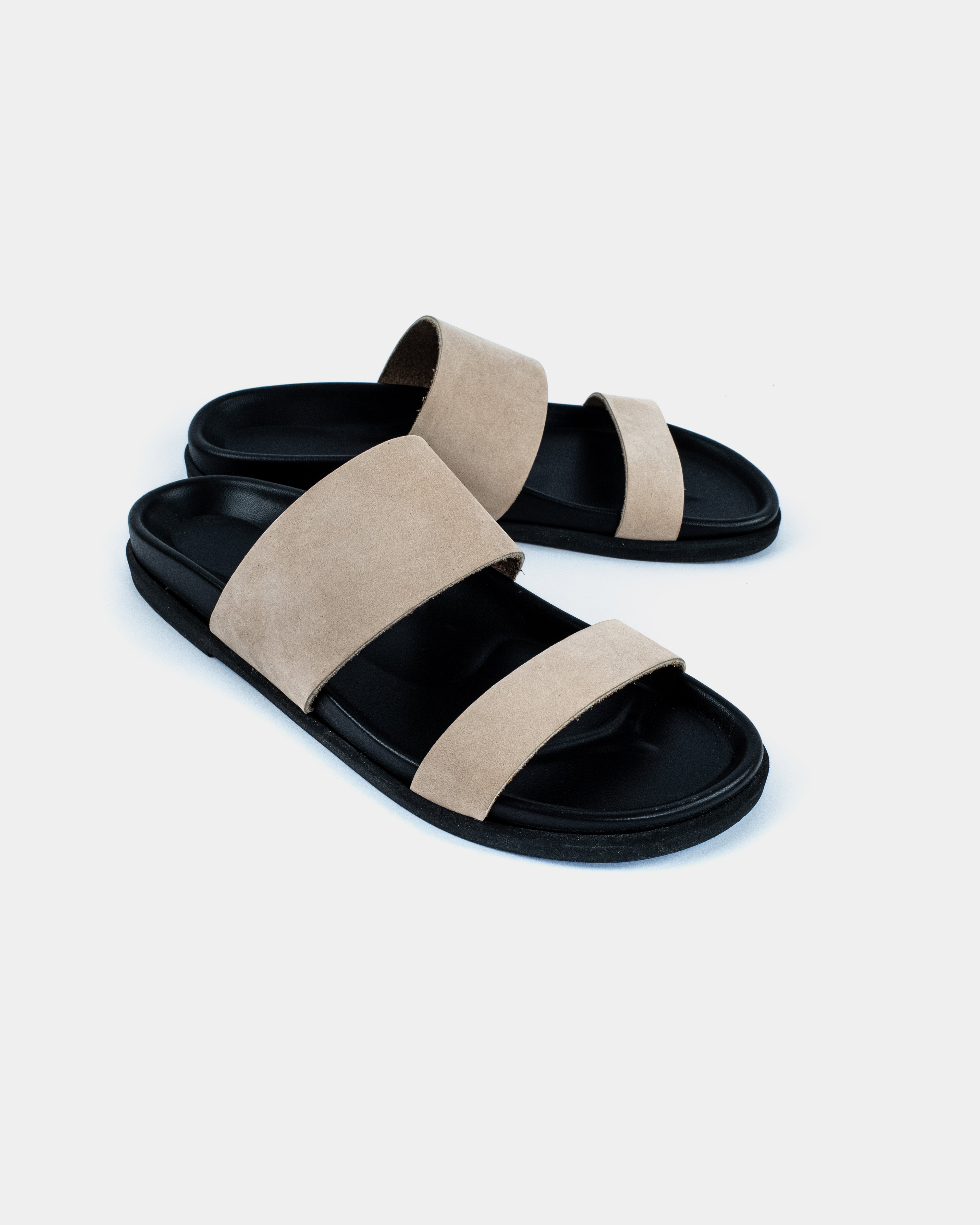 DELOS FOOTBED - BLACK/BEIGE SUEDE