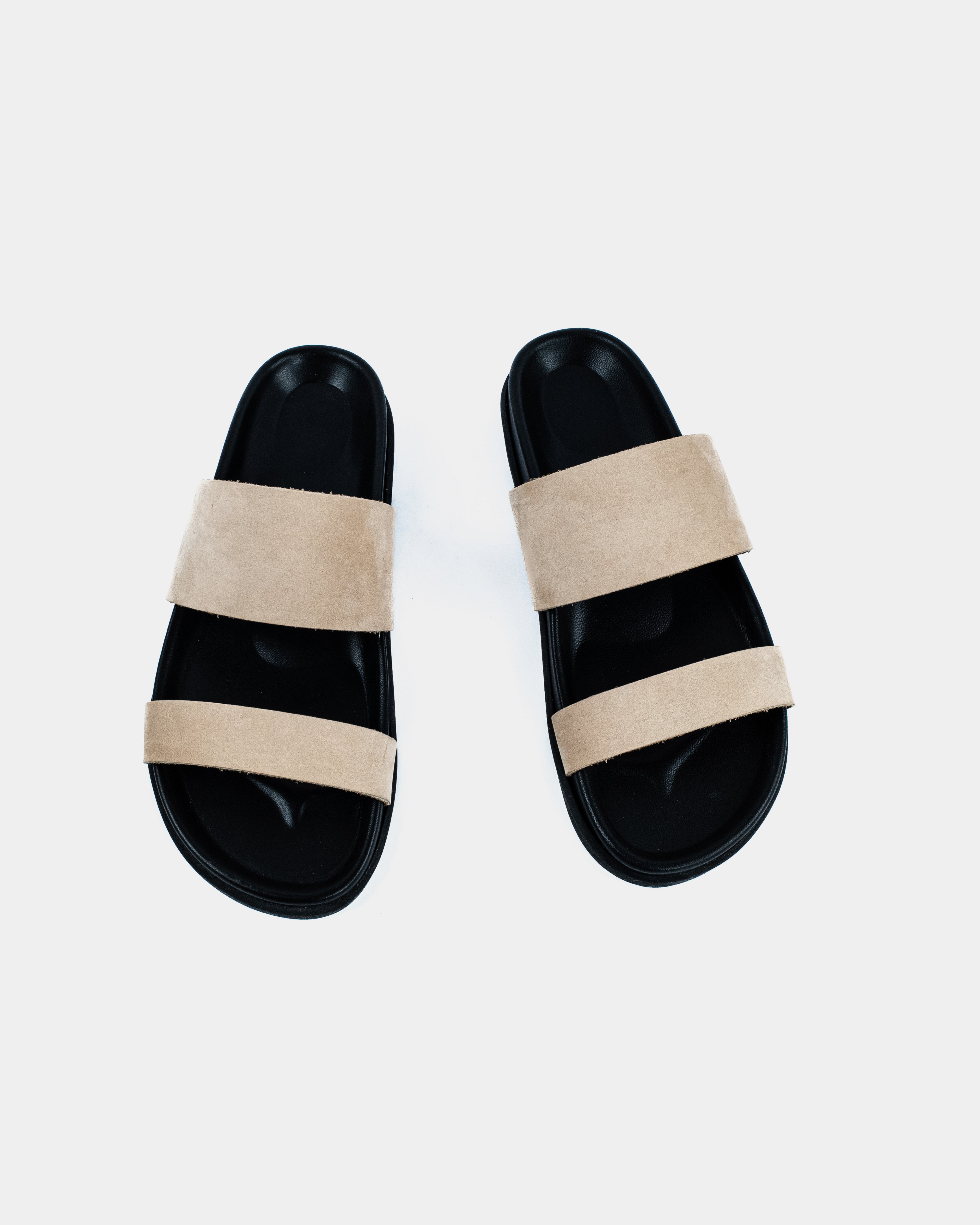 DELOS FOOTBED - BLACK/BEIGE SUEDE