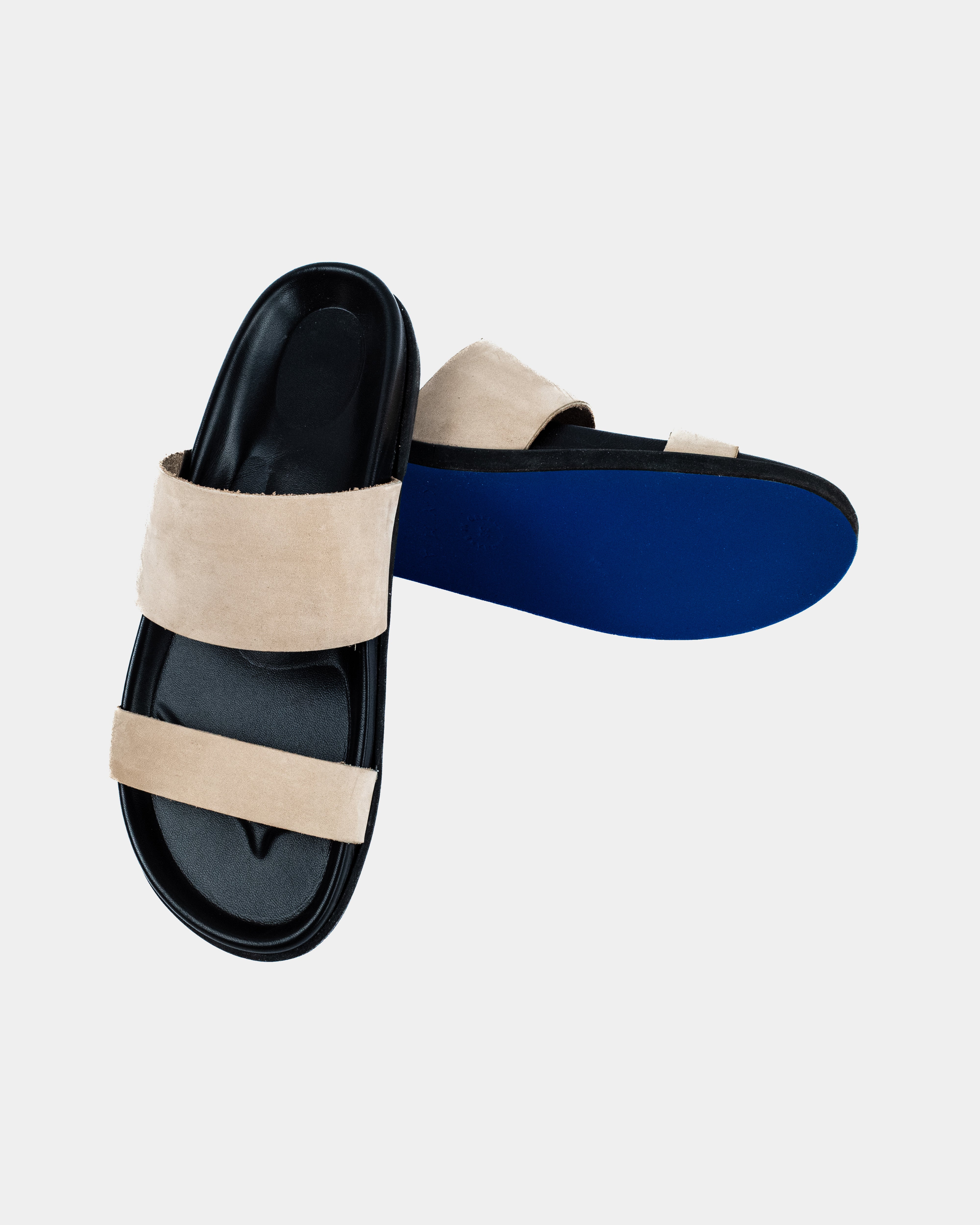 DELOS FOOTBED - BLACK/BEIGE SUEDE