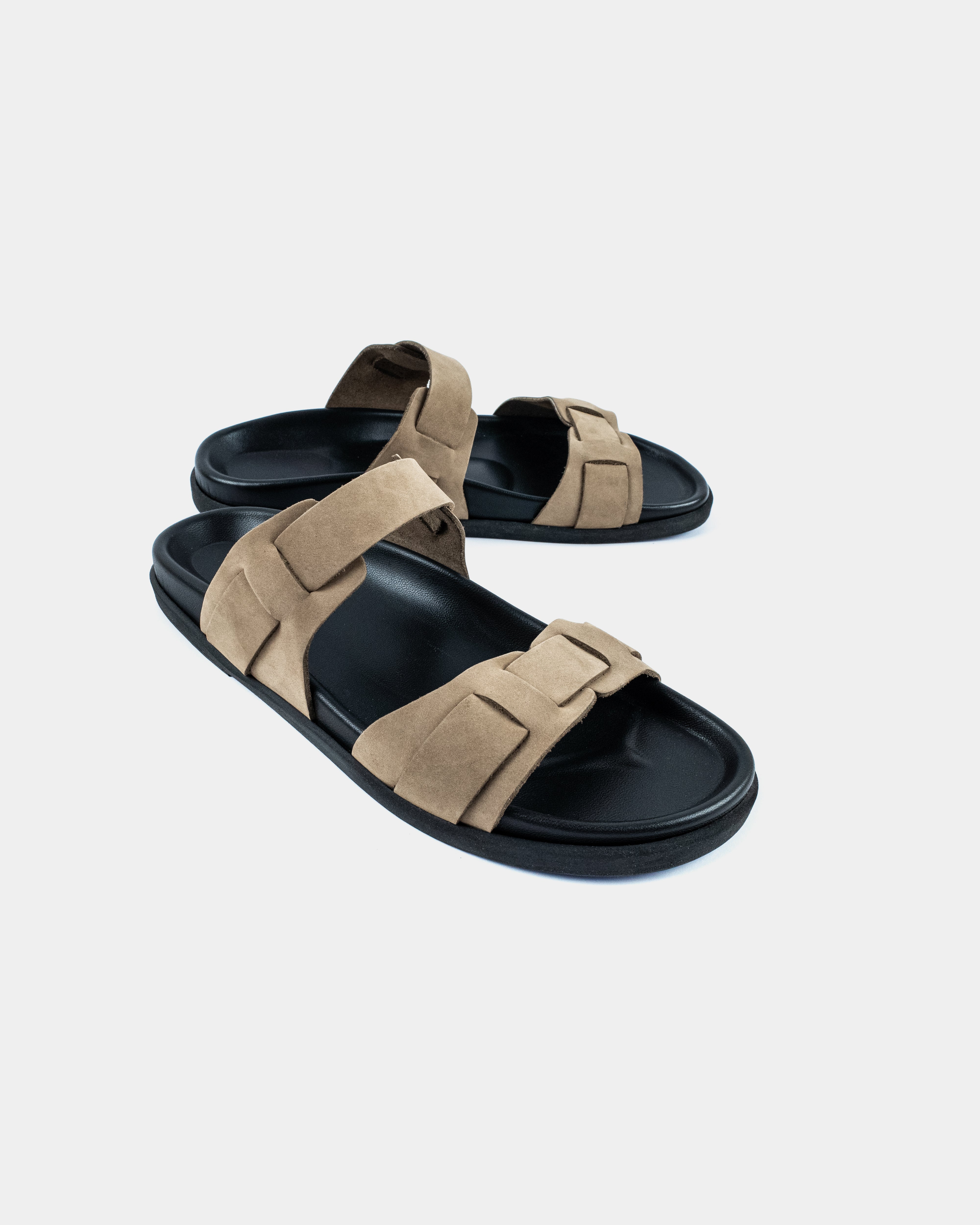 CORFU FOOTBED - BLACK/OLIVE SUEDE