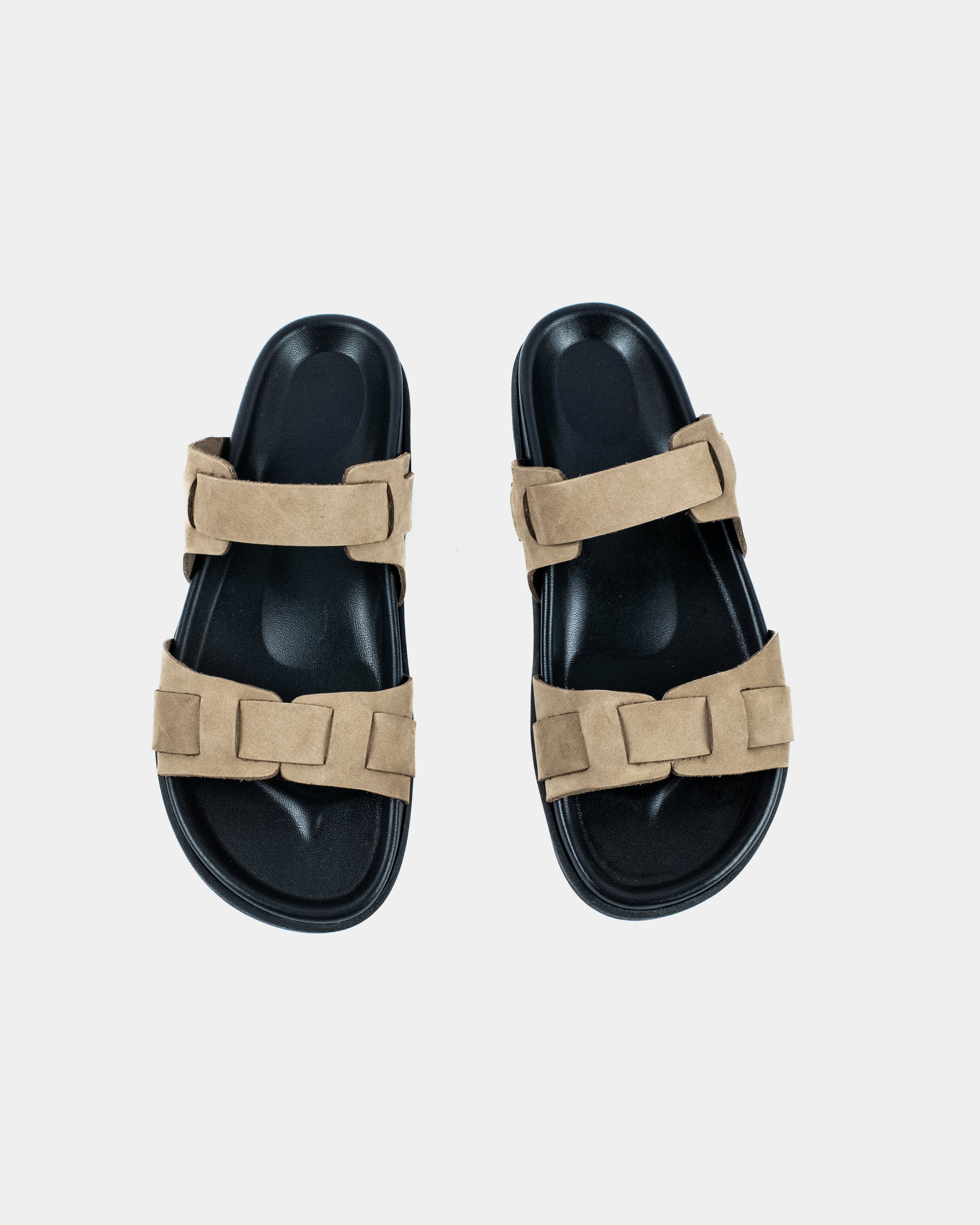 CORFU FOOTBED - BLACK/OLIVE SUEDE