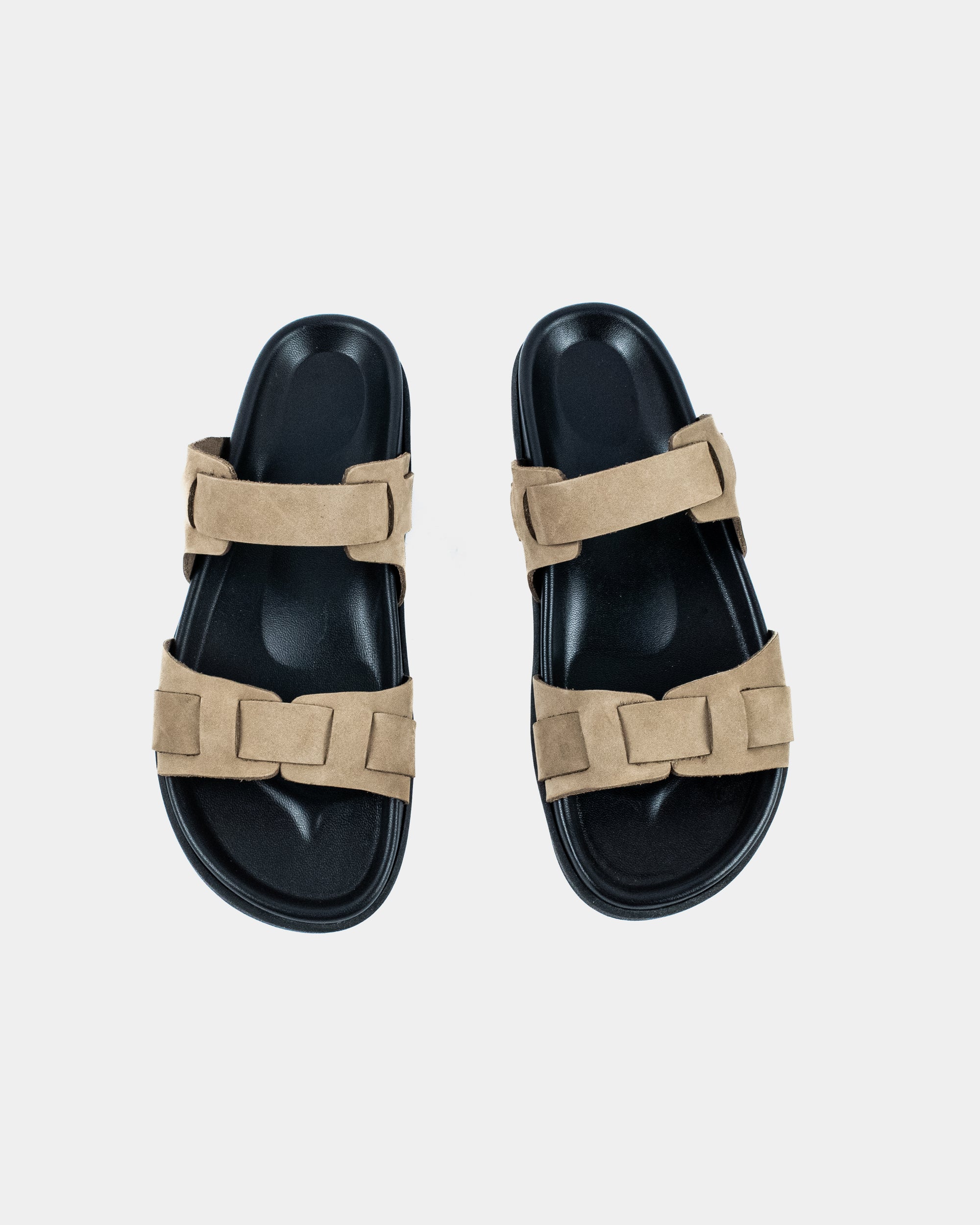 CORFU FOOTBED - BLACK/OLIVE SUEDE
