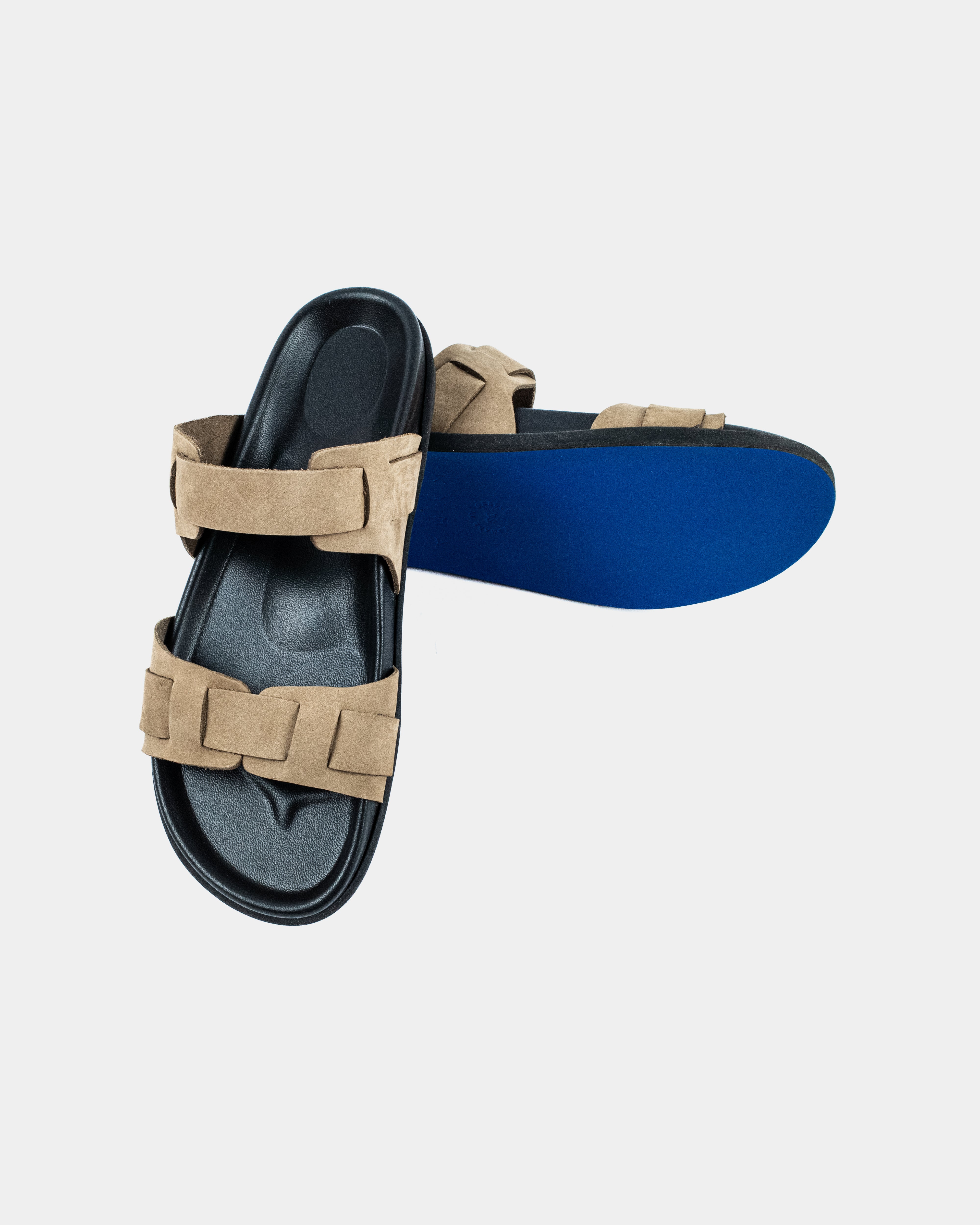 CORFU FOOTBED - BLACK/OLIVE SUEDE