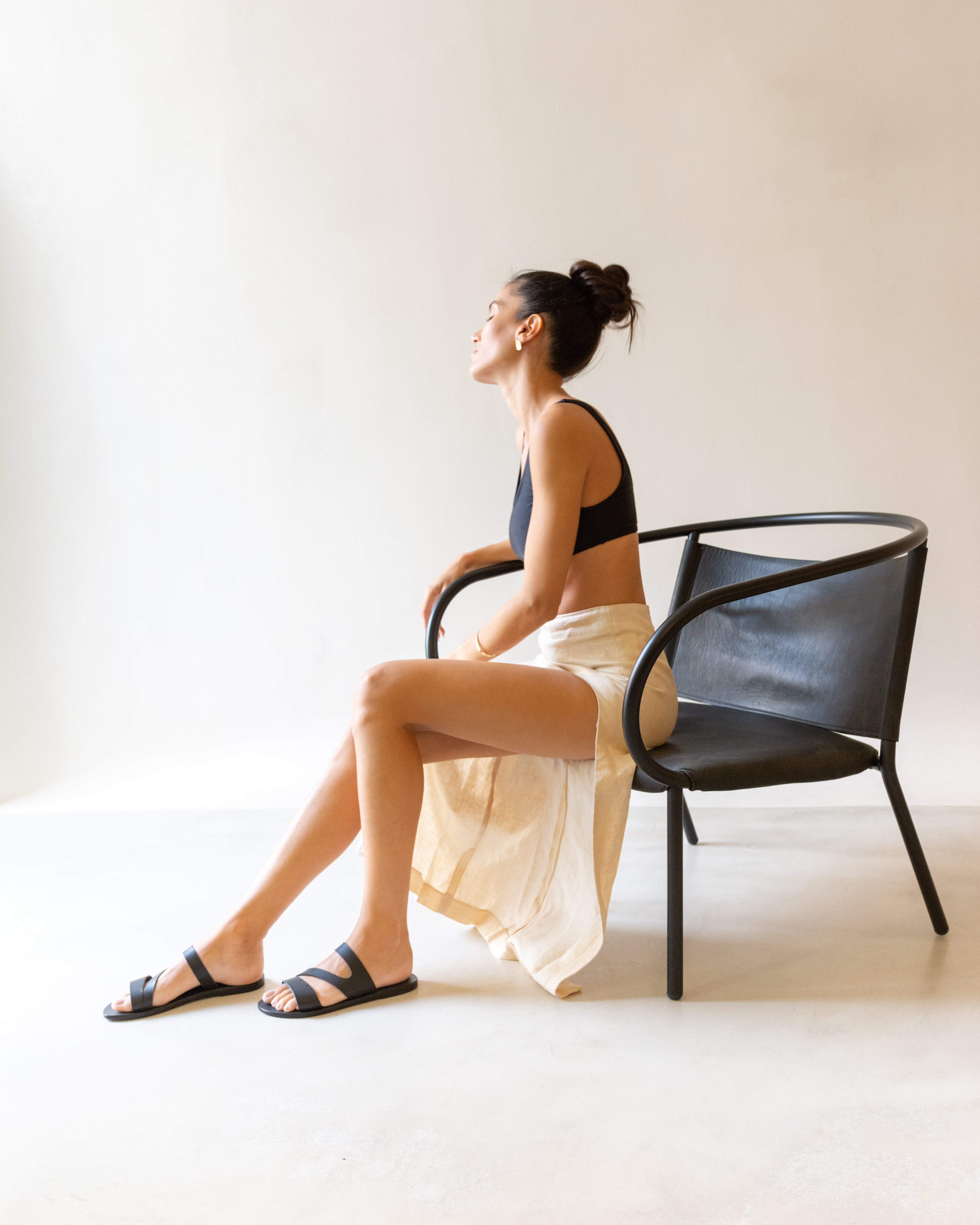 LEATHER SANDALS-FLAT SANDALS-KYMA SANDALS-STRAPPY SANDALS-BLACK