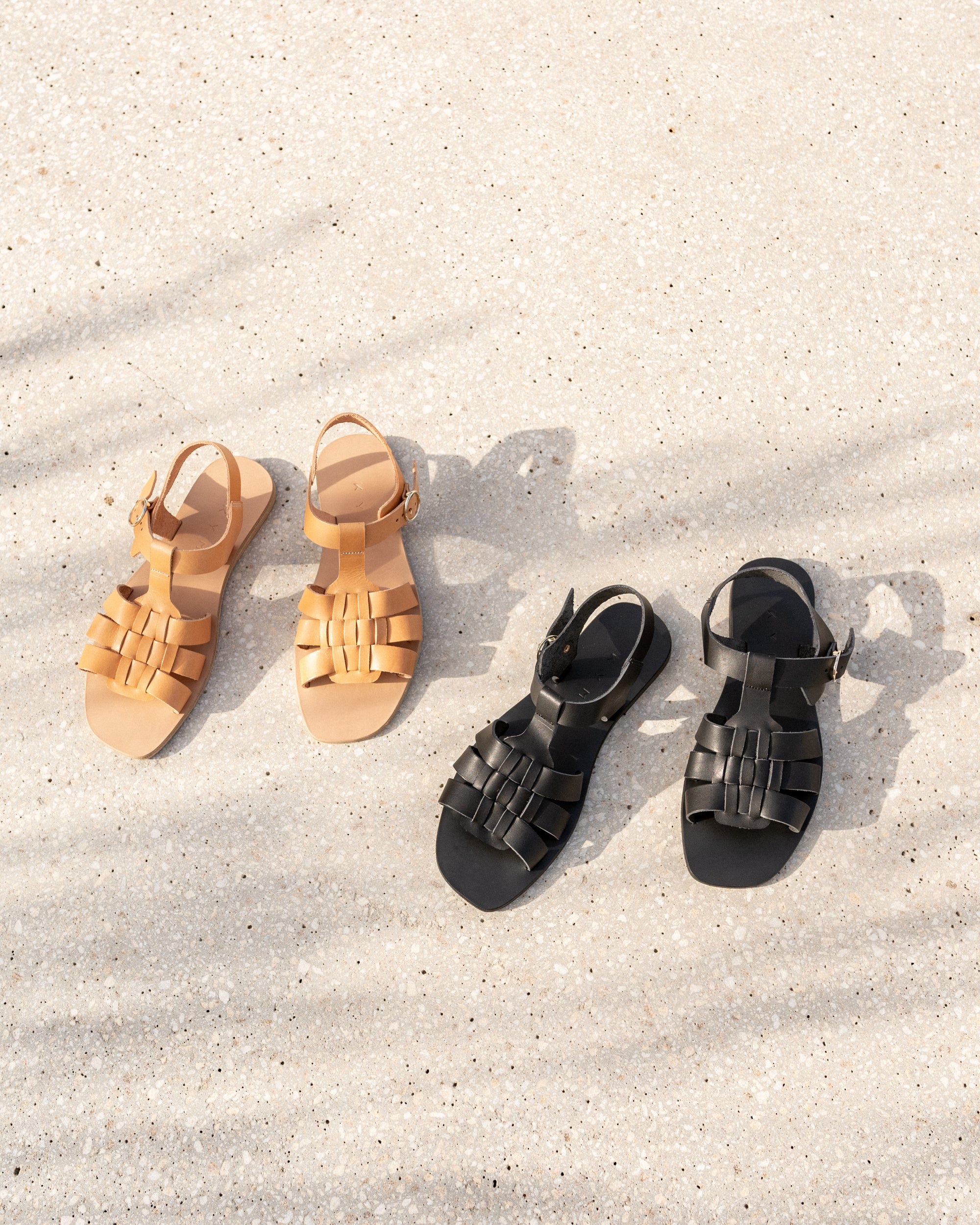 LEATHER SANDALS-FLAT SANDALS-KYMA SANDALS-STRAPPY SANDALS-TAN