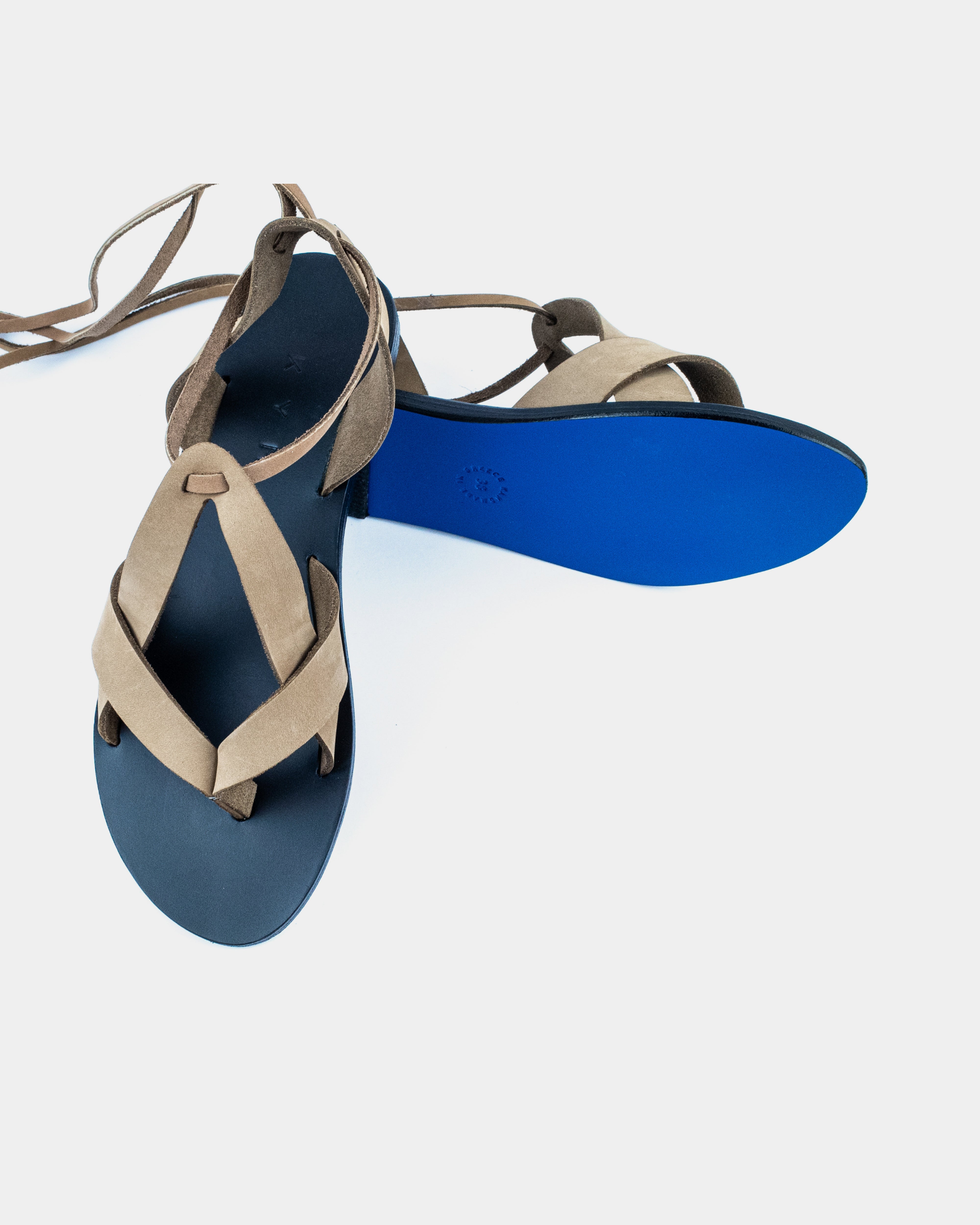 LEATHER SANDALS-FLAT SANDALS-KYMA SANDALS-STRAPPY SANDALS-OLIVE