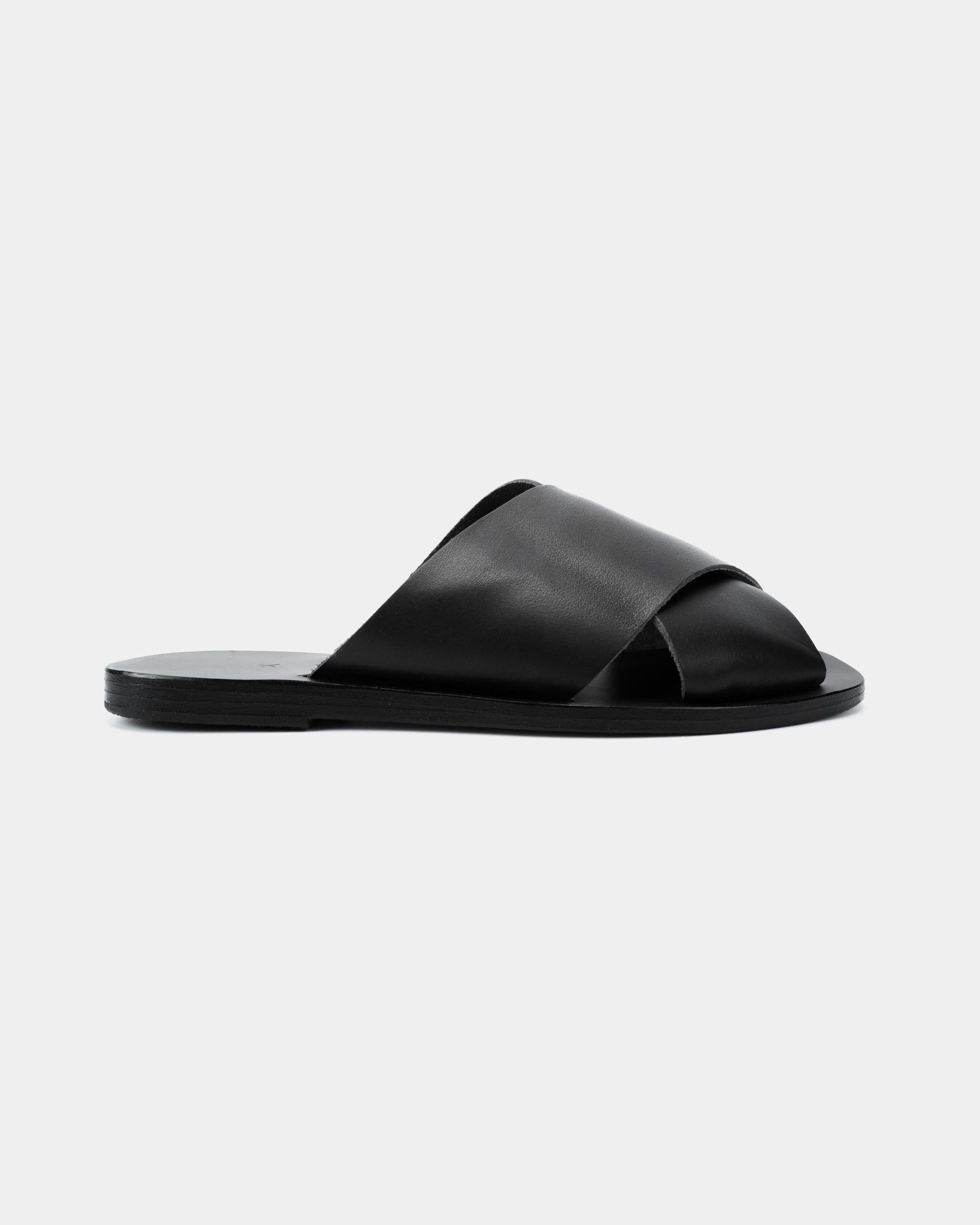 LEATHER SANDALS-FLAT SANDALS-KYMA SANDALS-STRAPPY SANDALS-BLACK