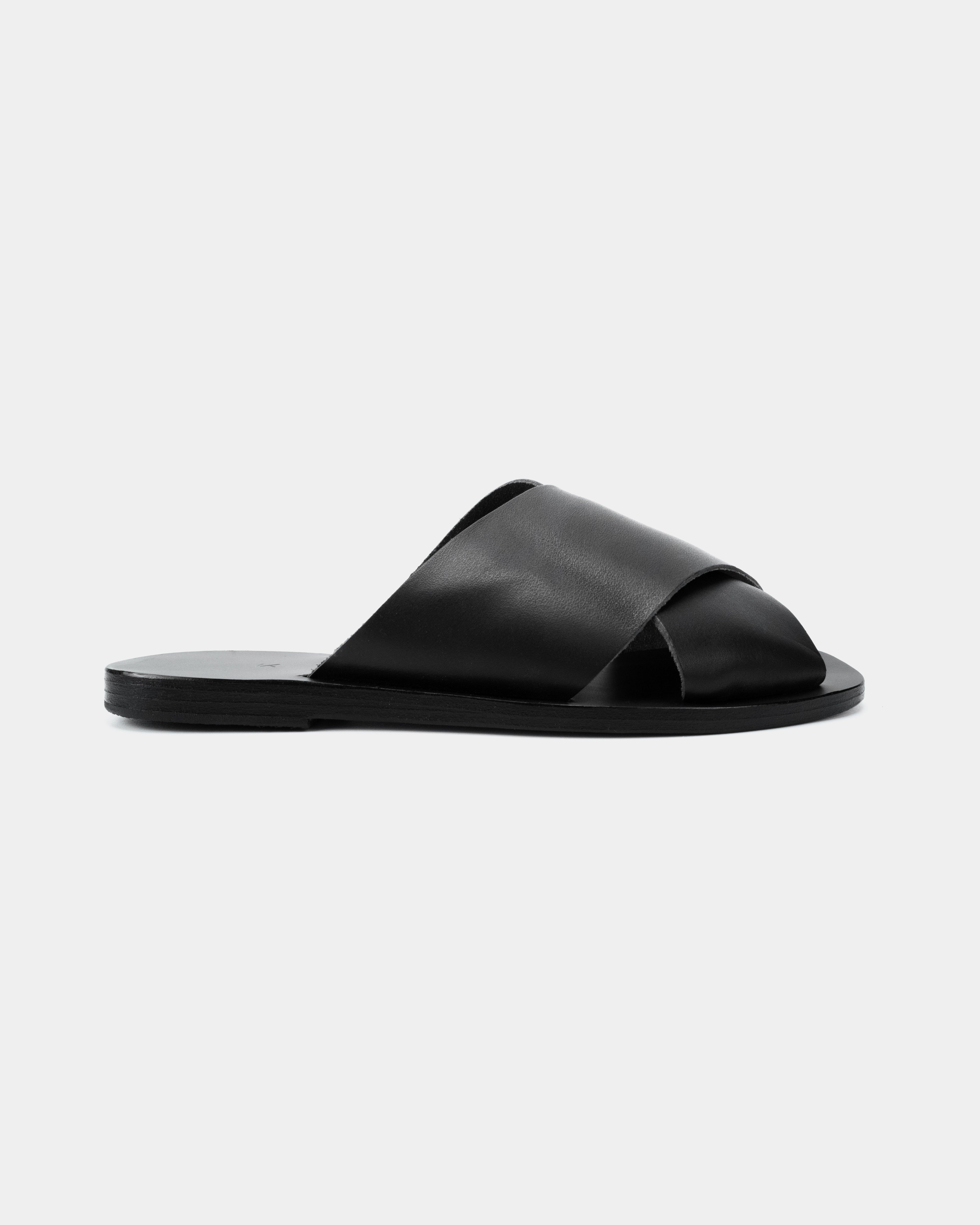 LEATHER SANDALS-FLAT SANDALS-KYMA SANDALS-STRAPPY SANDALS-BLACK