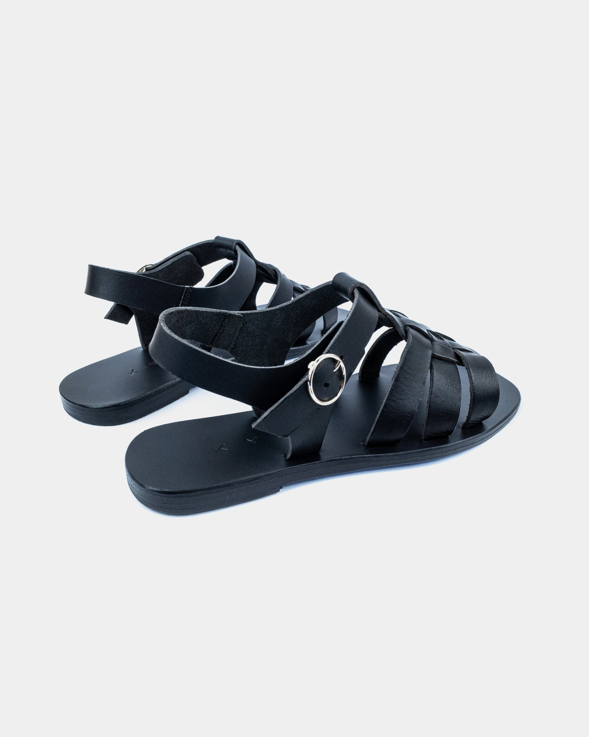 LEATHER SANDALS-FLAT SANDALS-KYMA SANDALS-STRAPPY SANDALS-BLACK