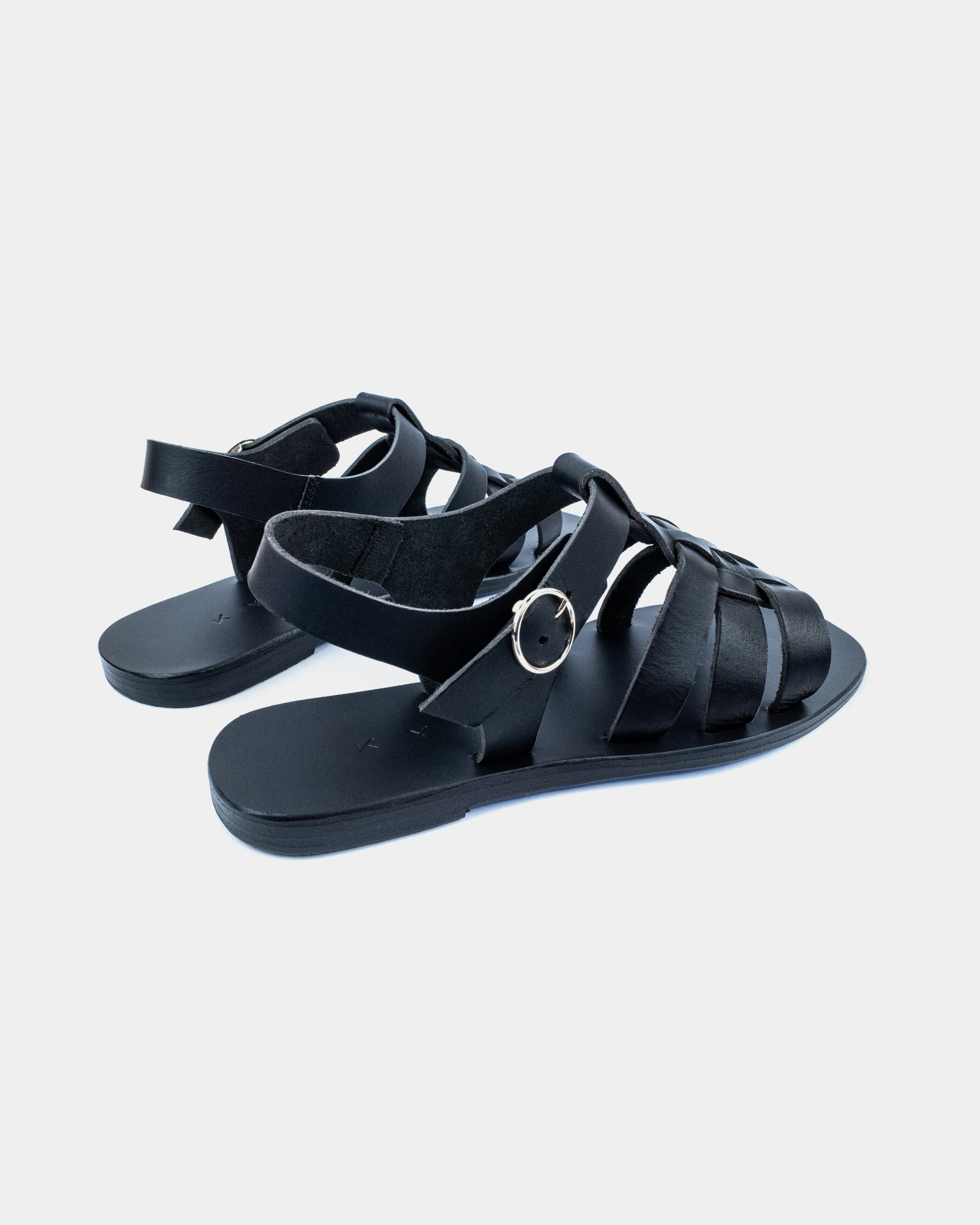 LEATHER SANDALS-FLAT SANDALS-KYMA SANDALS-STRAPPY SANDALS-BLACK
