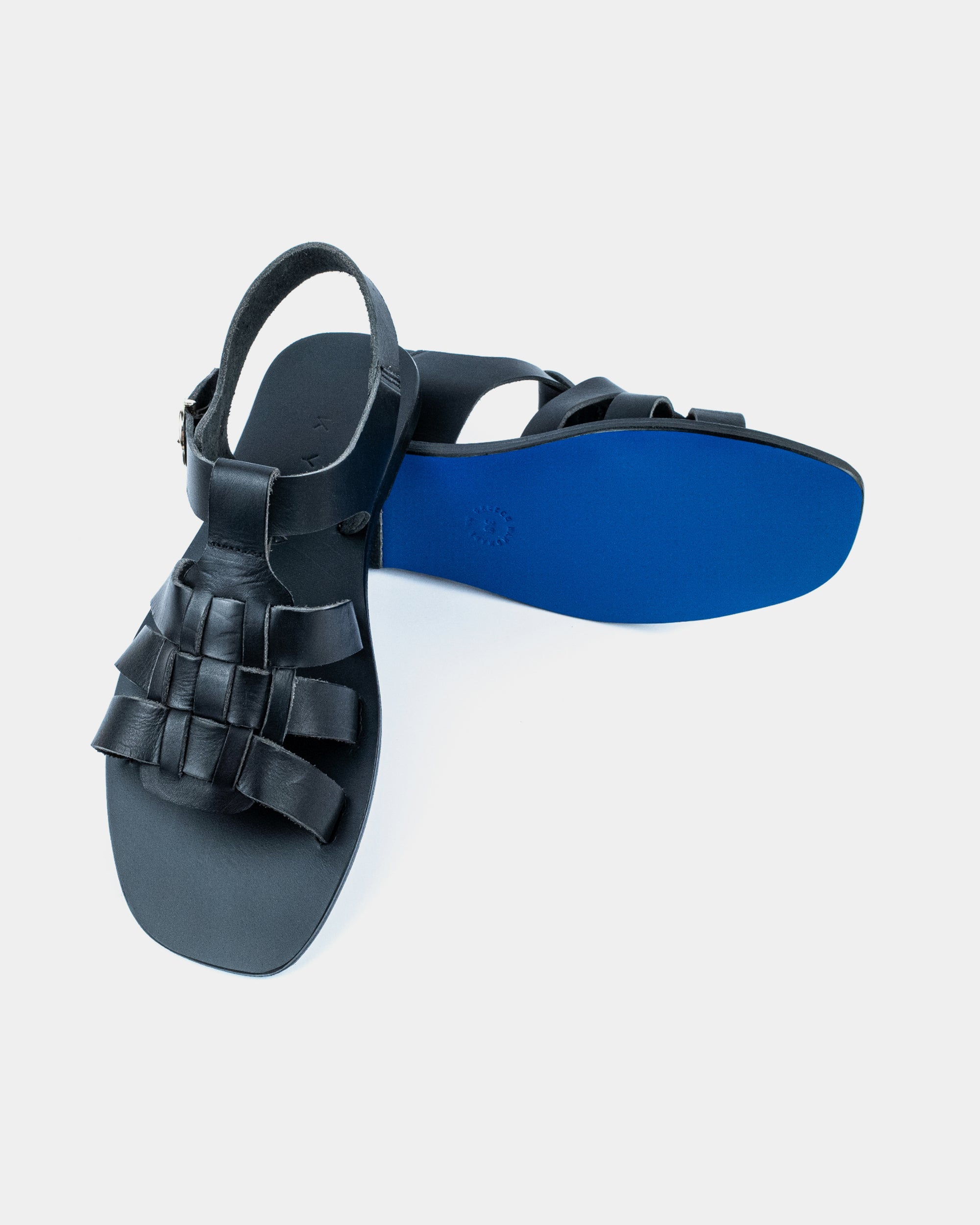 LEATHER SANDALS-FLAT SANDALS-KYMA SANDALS-STRAPPY SANDALS-BLACK