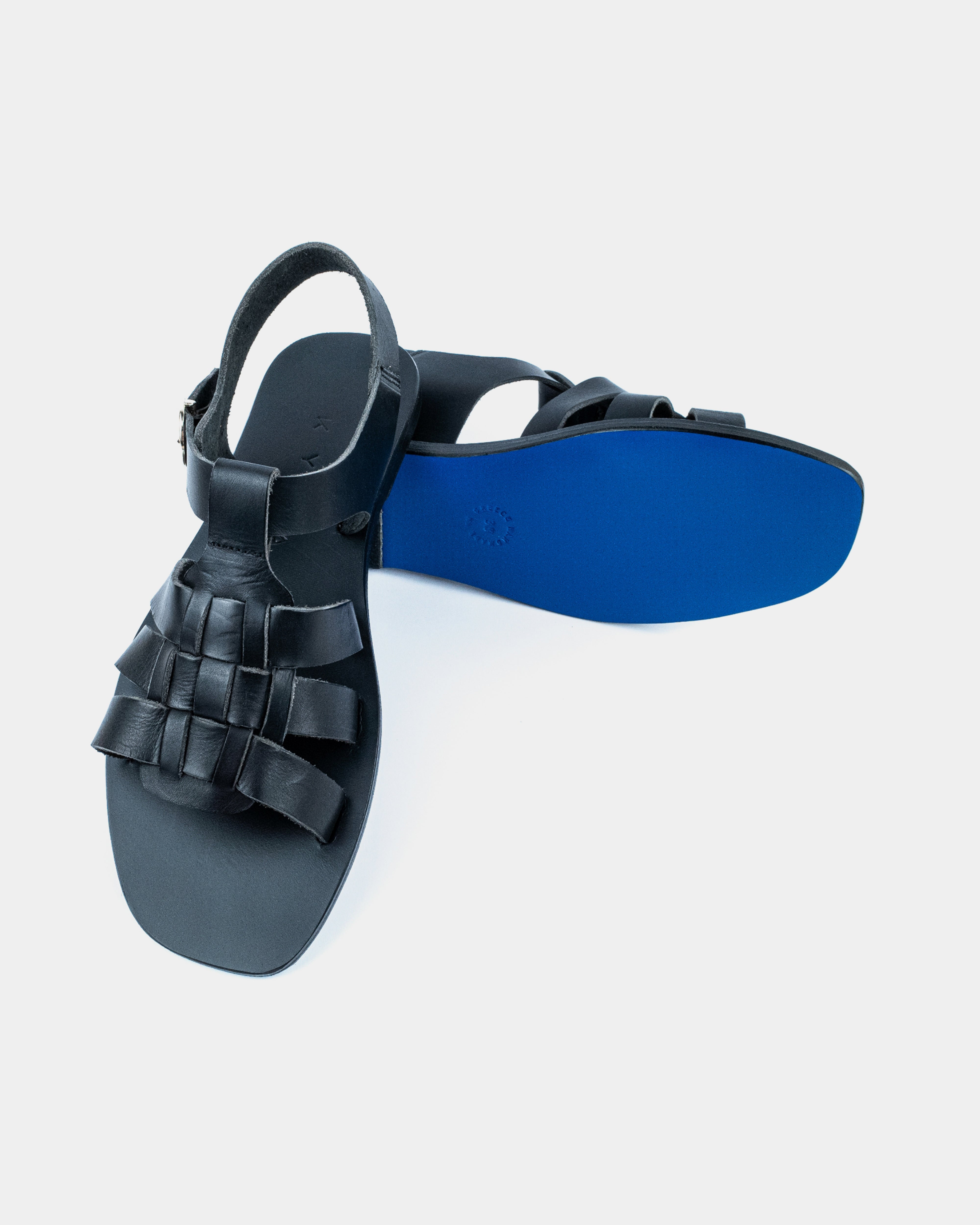 LEATHER SANDALS-FLAT SANDALS-KYMA SANDALS-STRAPPY SANDALS-BLACK
