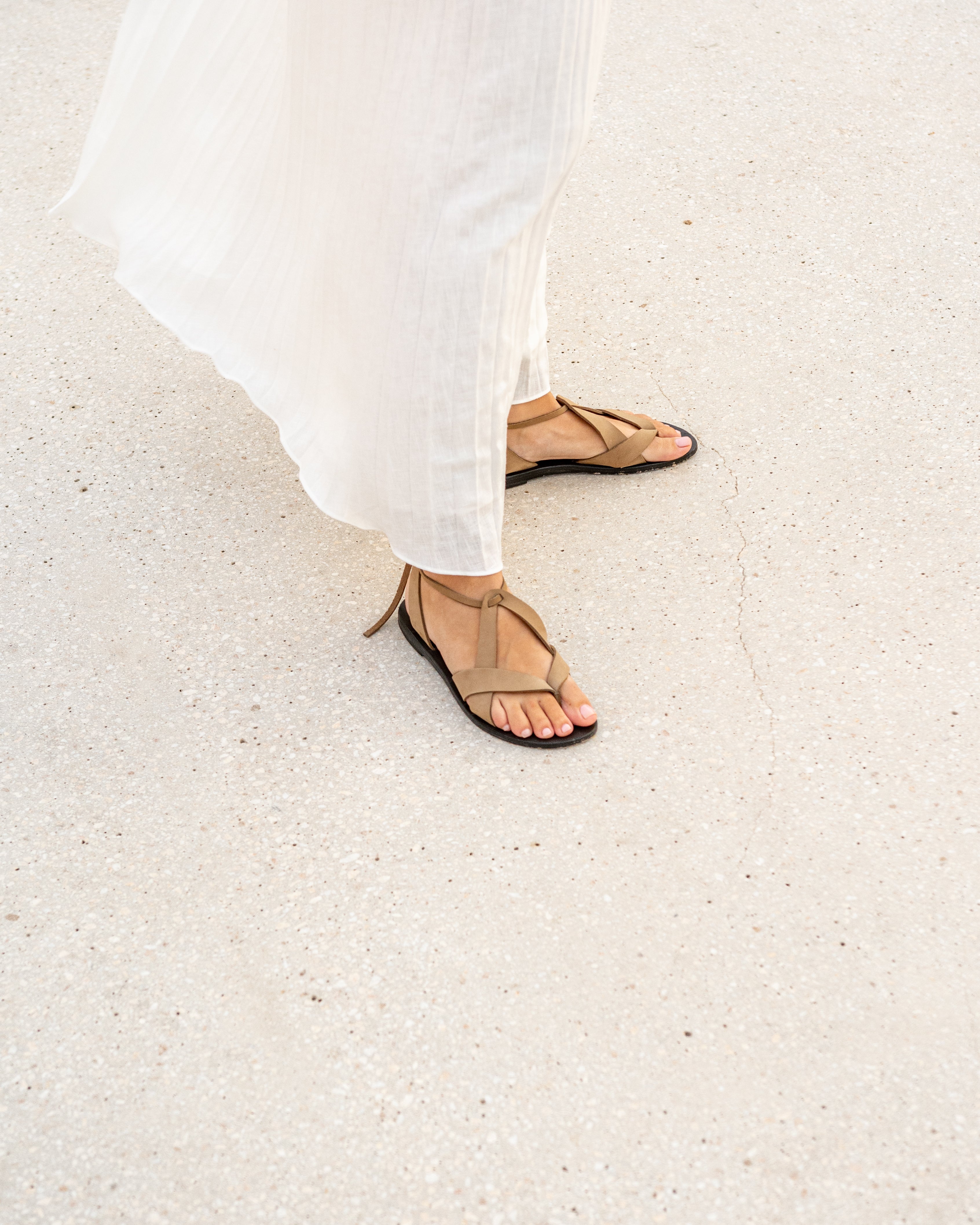 LEATHER SANDALS-FLAT SANDALS-KYMA SANDALS-STRAPPY SANDALS-OLIVE