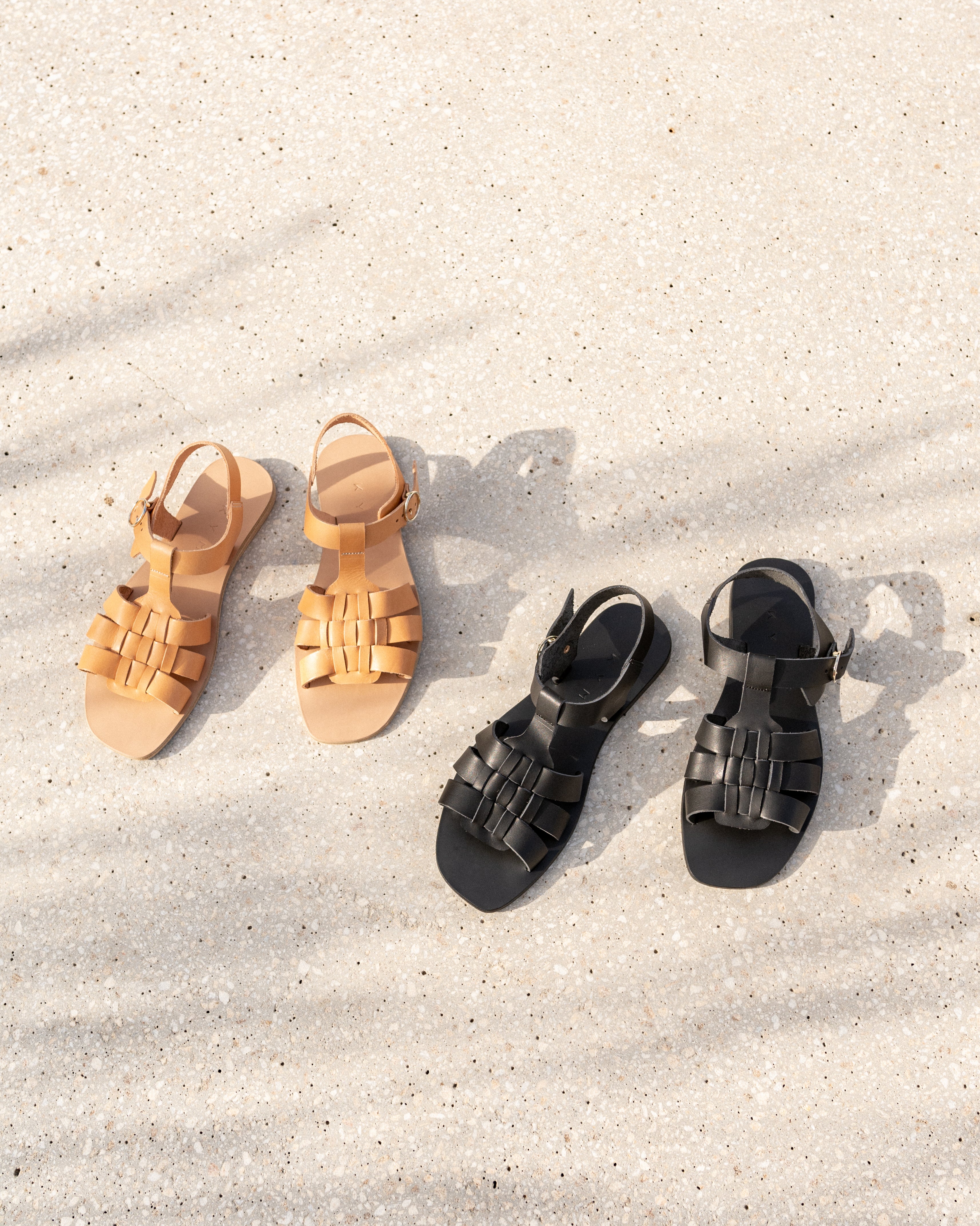 LEATHER SANDALS-FLAT SANDALS-KYMA SANDALS-STRAPPY SANDALS-TAN