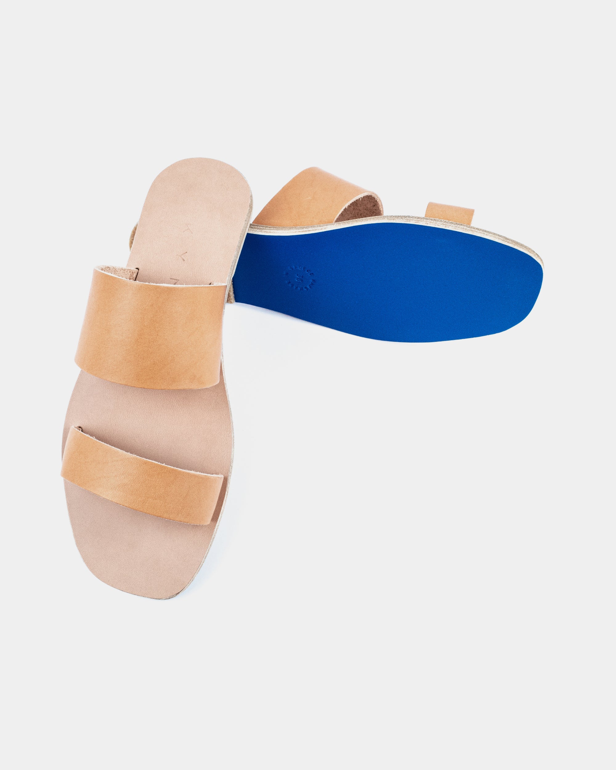 Blue Suede Double Strap Sandals